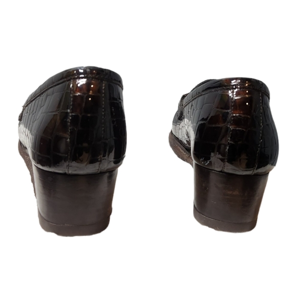 STUART WEITZMAN designer loafer 👞 shoes patented leather croc brown size 8.5 - Picture 8 of 16